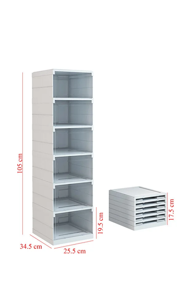 Katlanabilir Ayakkabılık, 6'lı Taşınabilir Ayakkabılık, Plastik 6 Raflı Ayakkabılık